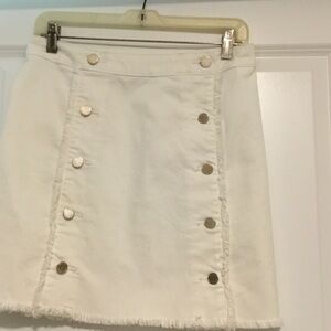 Micheal Kors white denim shirt skirt with gold buttons